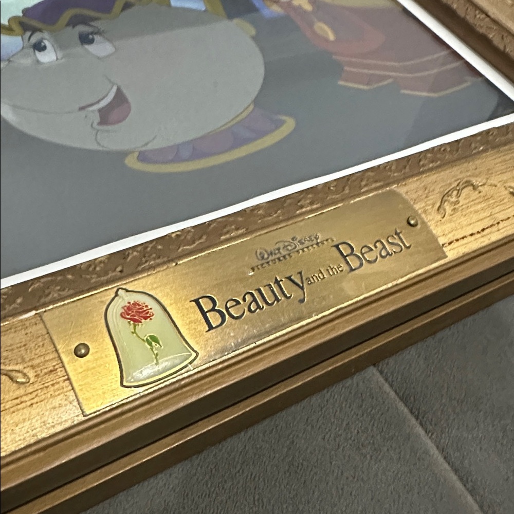 4 (all four) Disney Gold Beauty & Beast Frame w/authentic lithograph (reprint) - Picture 6 of 6